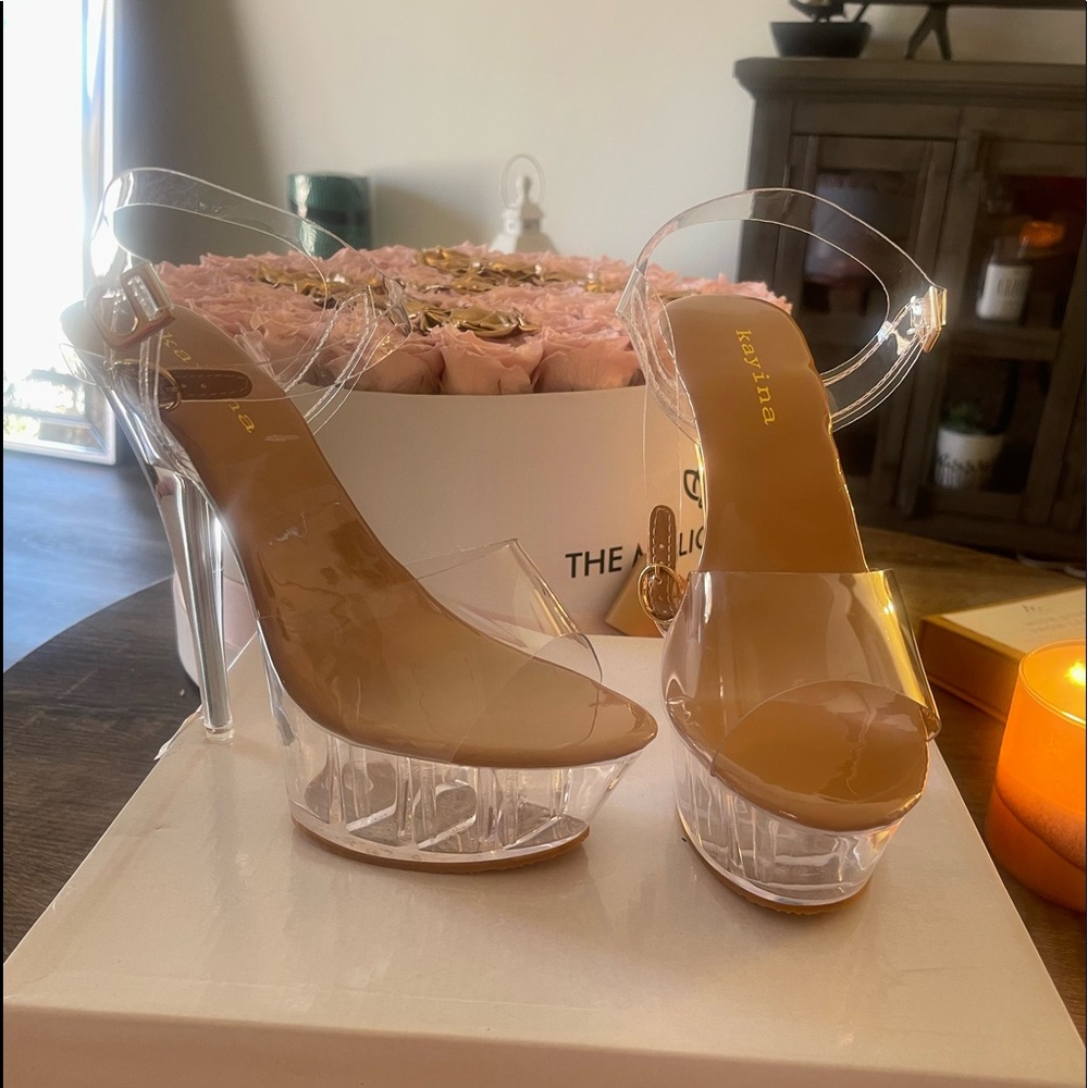 Clear stilettos